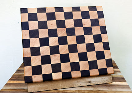 Checker Pattern End Grain Cutting Board | Black Walnut & Maple