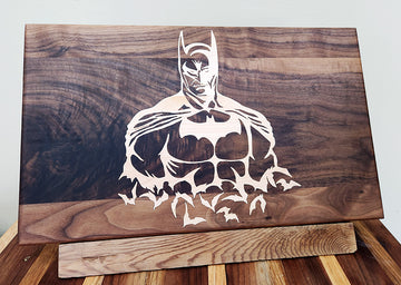 cutting board with batman on it