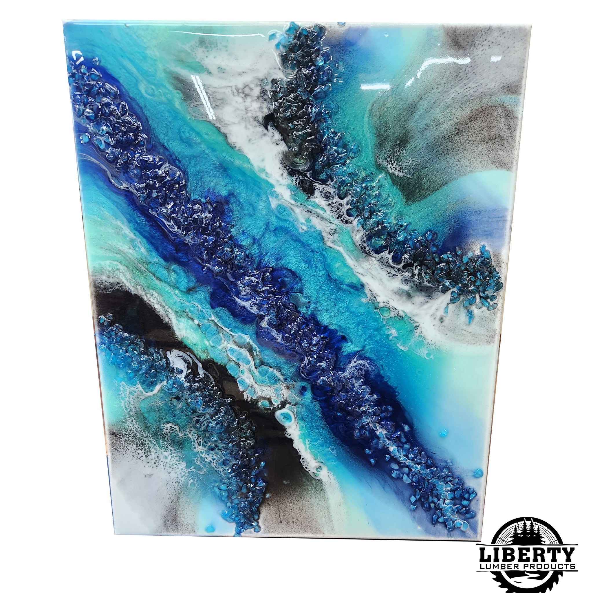 Blue Diamond Epoxy Canvas Art