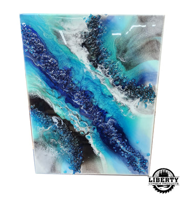 Blue Diamond Epoxy Canvas Art