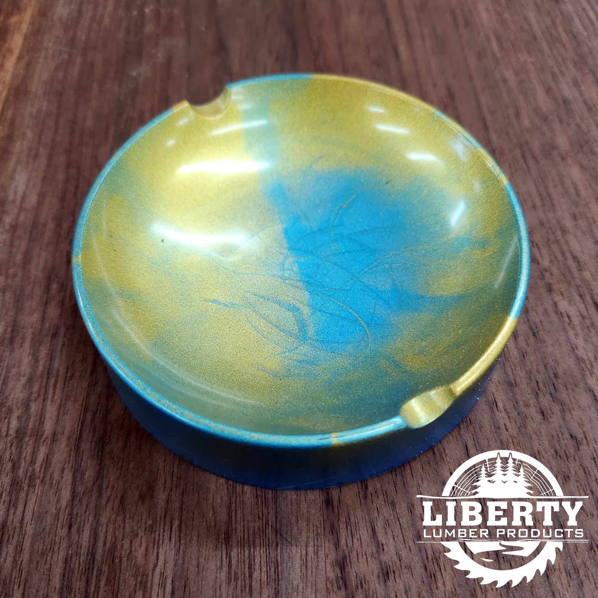 Blue and Gold Epoxy Ashtray