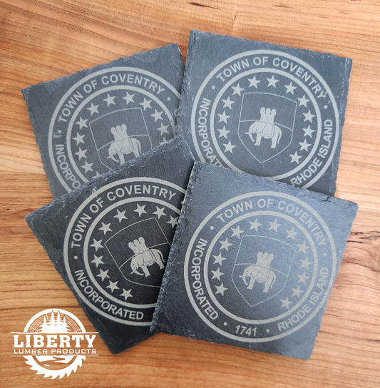 Coventry, RI Laser Engrave Slate Coasters Set of 4