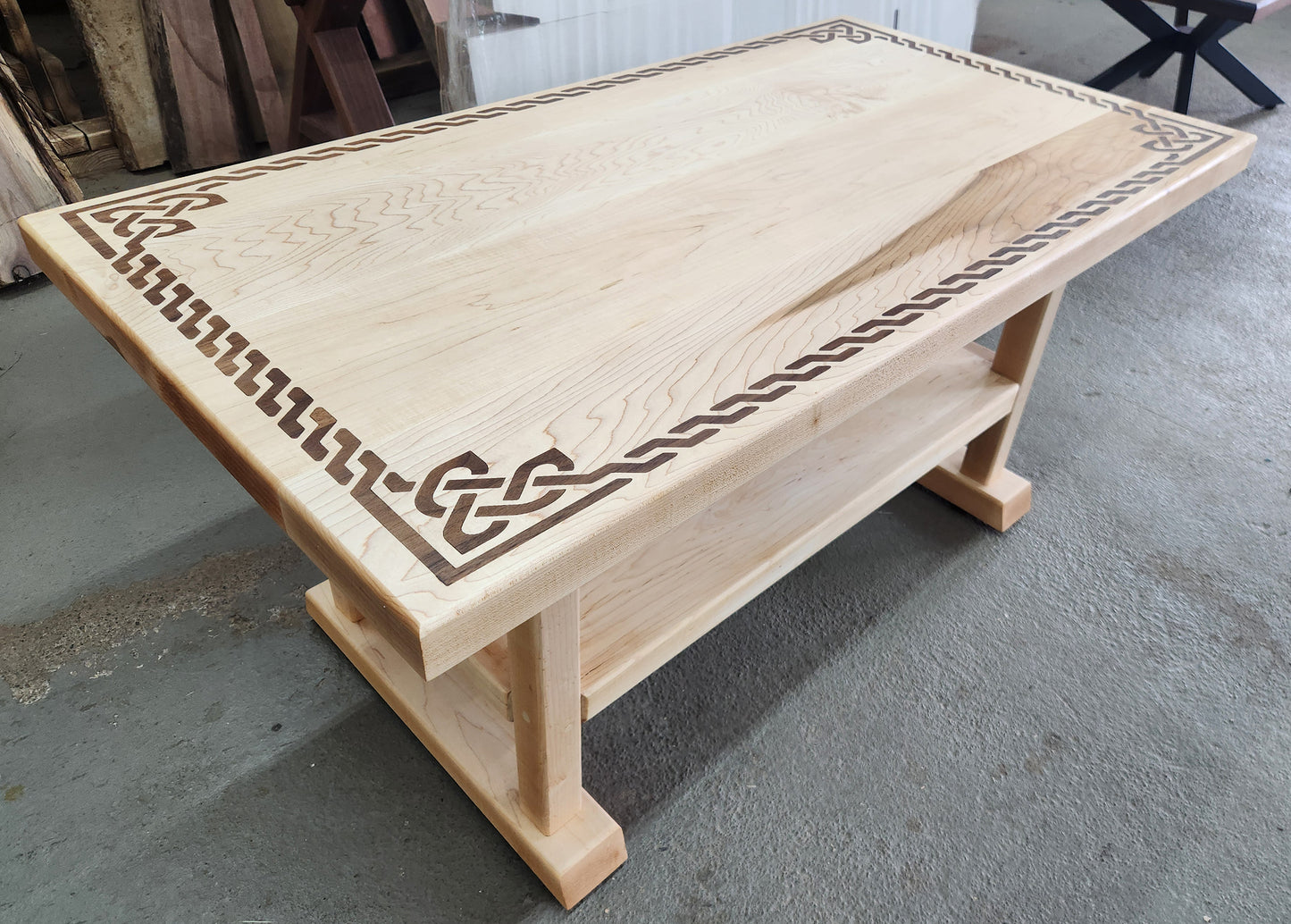 Maple Coffee Table with Walnut Inlay