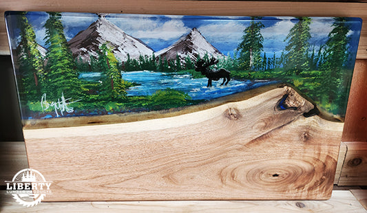 "Moose in the Lake" Epoxy Charcuterie Board